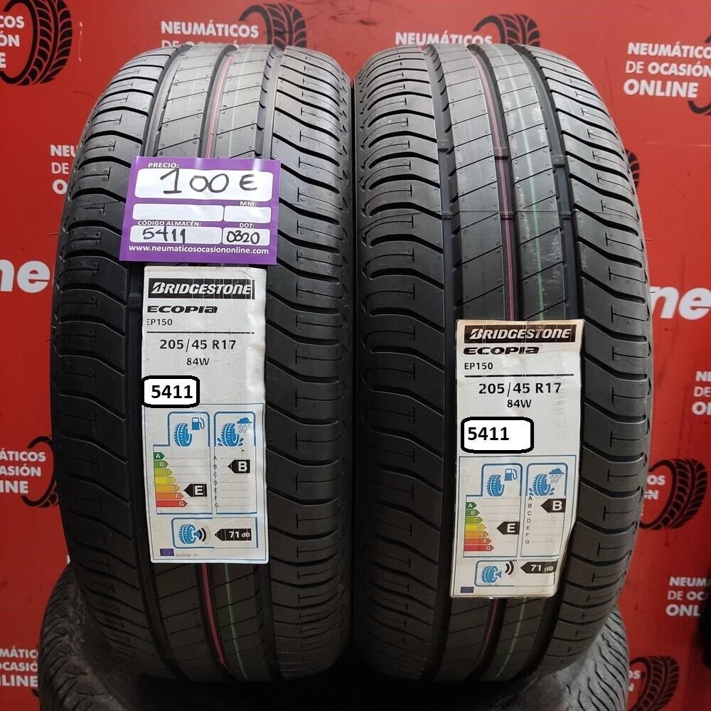 2x 205 45 R17 84W 8.0/8.0mm Bridgestone Ecopia EP150 Ref.5411