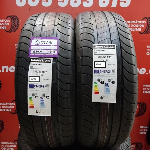 2x 205 50 R19 94H XL 8.0/8.0mm Bridgestone Turanza ECO Ref.5398