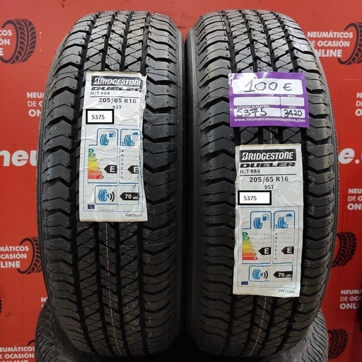 2x 205 65 R16 95T 8.0/8.0mm Bridgestone Dueler H/T 684 Ref.5375