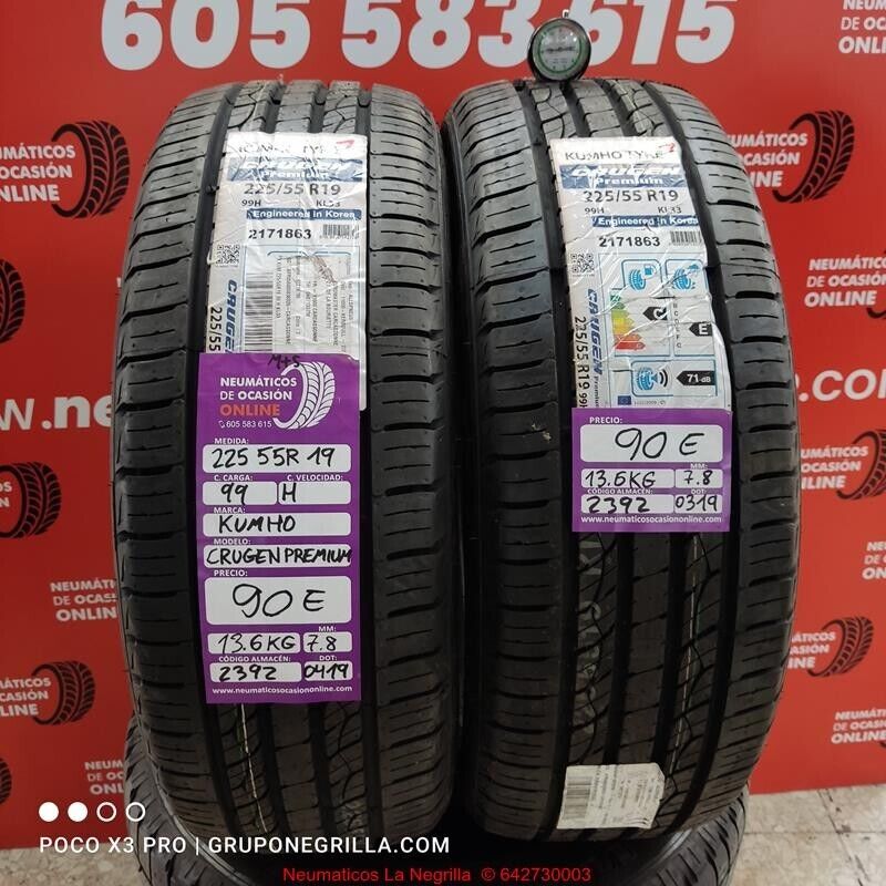 2x 225 55 R19 99H 7.8/7.8mm Kumho Crugen Premium Ref.2392