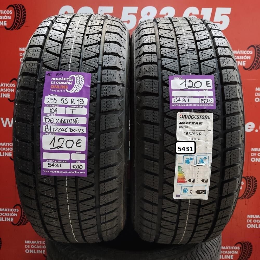 2x 255 55 R18 109T M+S 8.0/8.0mm Bridgestone Blizzak DM-V3 Ref.5431