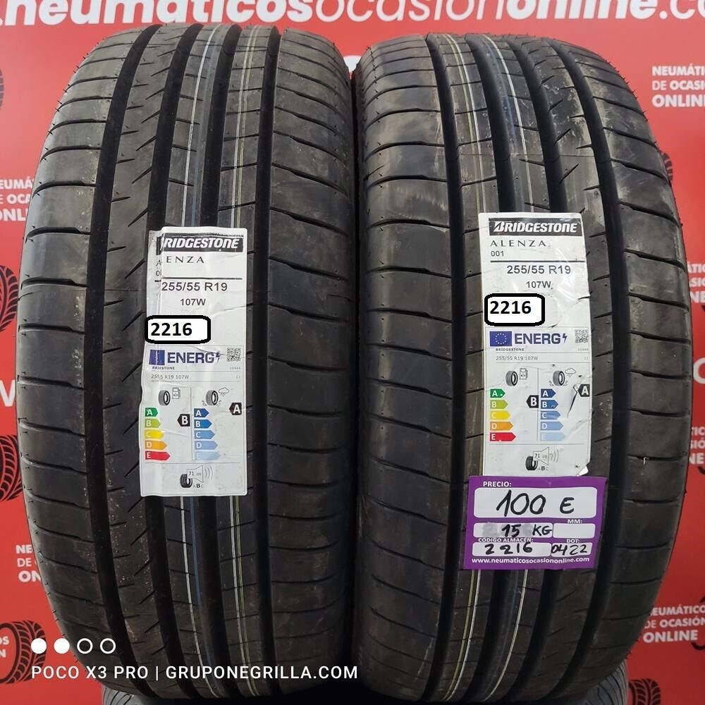 [Ref.2216] 2x 255 55 R19 107W 8.0/8.0mm Bridgestone Alenza 001 Ref.2216