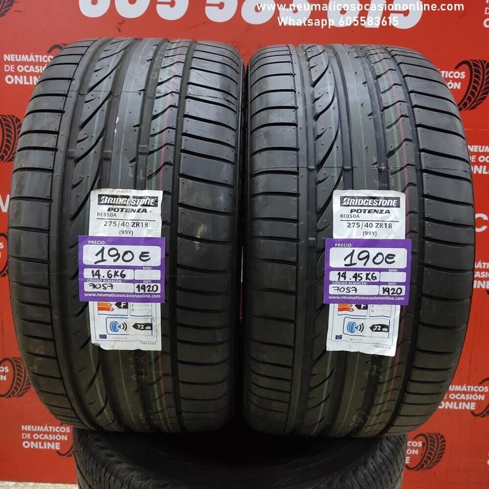 2x 275 40 R18 99Y ZR 8.0/8.0mm Bridgestone Potenza RE050A Ref.7057