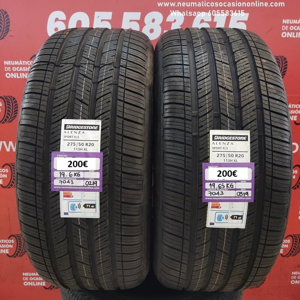 2x 275 50 R20 113H XL 8.0/8.0mm Bridgestone Alenza Sport A/S Ref.7043