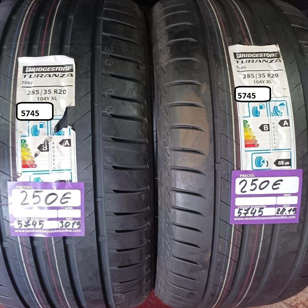 [Ref.5745] 2x 285 35 R20 104Y XL 8.0/8.0mm Bridgestone Turanza T005 Ref.5745 SM