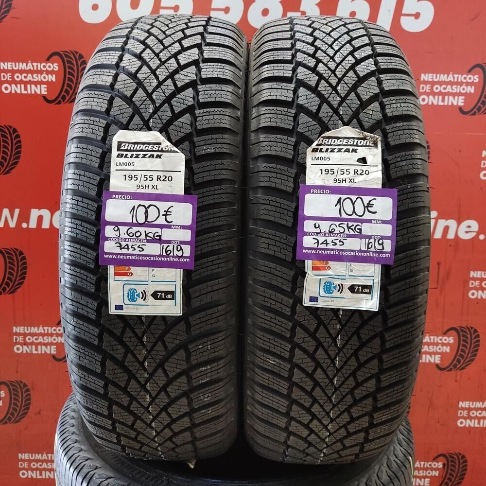 2x 195 55 R20 95H XL 8.0/8.0mm Bridgestone Blizzak LM005 Ref.7455