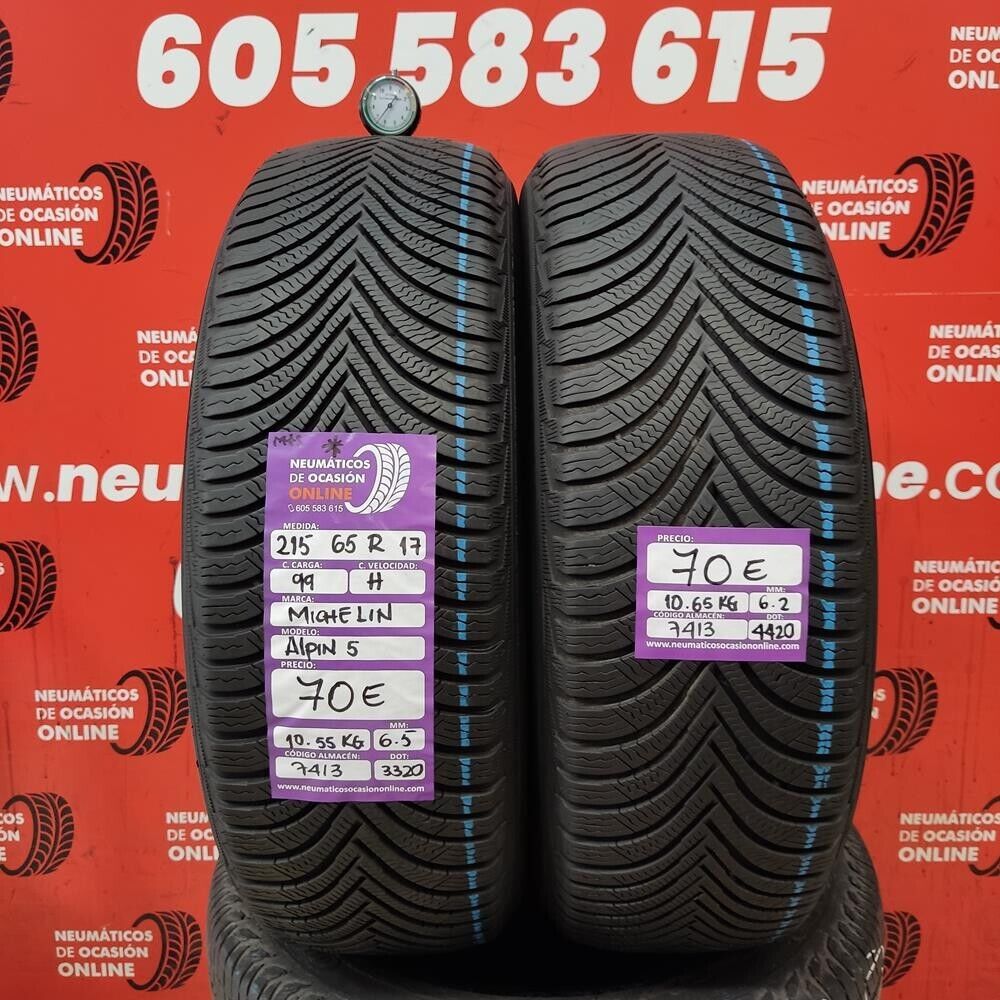 2x 215 65 R17 99H M+S 6.5/6.2mm Michelin Alpin 5 Ref.7413