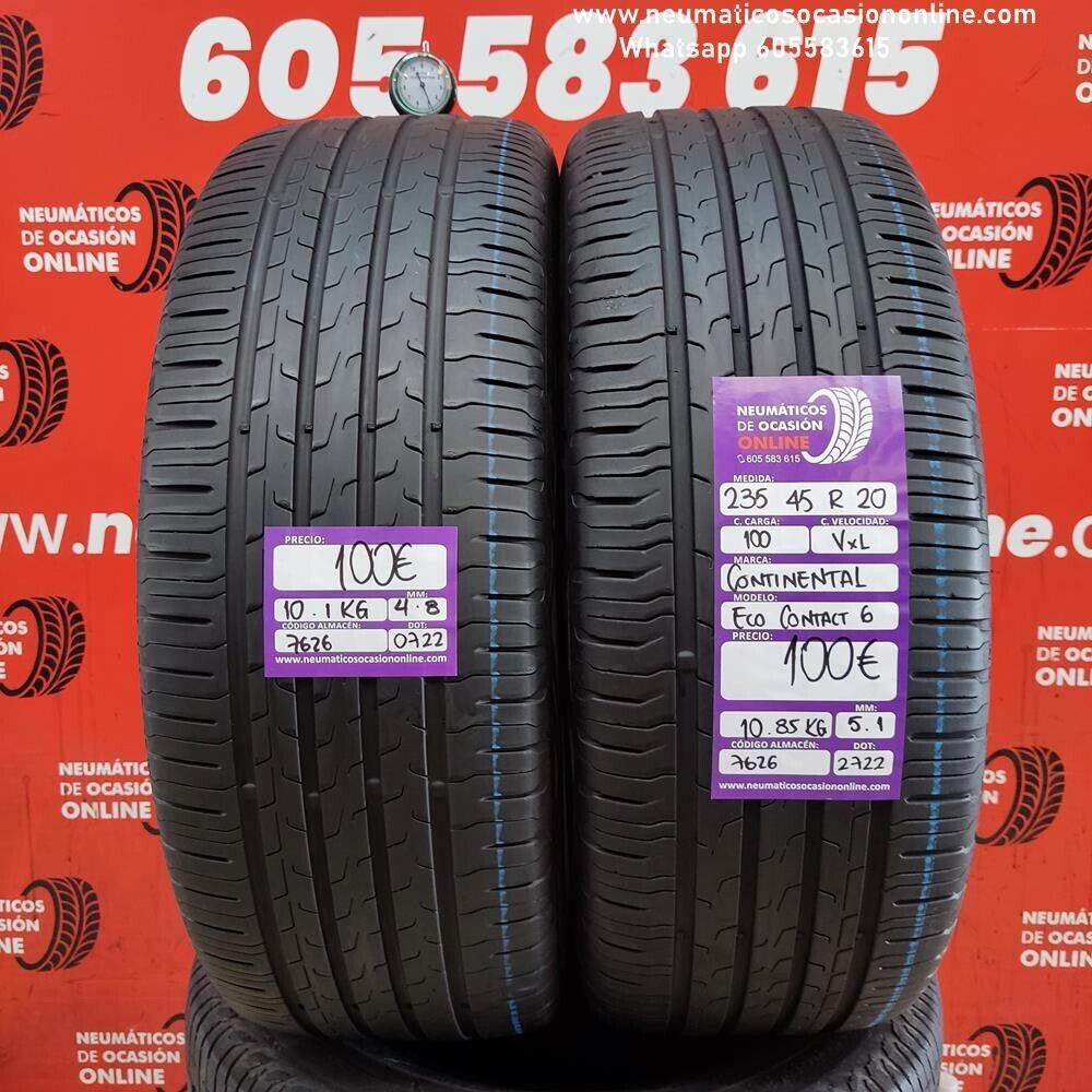 2x 235 45 R20 100V XL 4.8/5.1mm Continental Eco Contact 6 Ref.7626