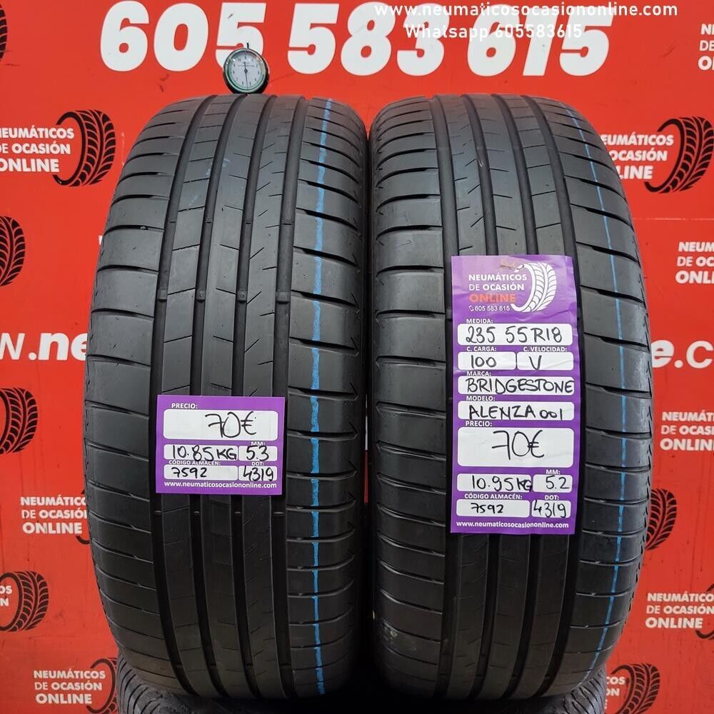 [Ref.7592] 2x 235 55 R18 100V AO 5.3/5.2mm Bridgestone Alenza 001 Ref.7592