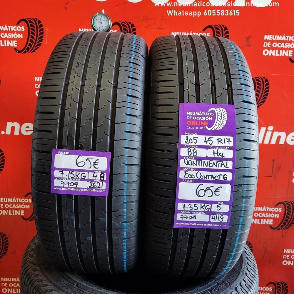 2x 205 45 R17 88H XL 4.8/5.0mm Continental Eco Contact 6 Ref.7704