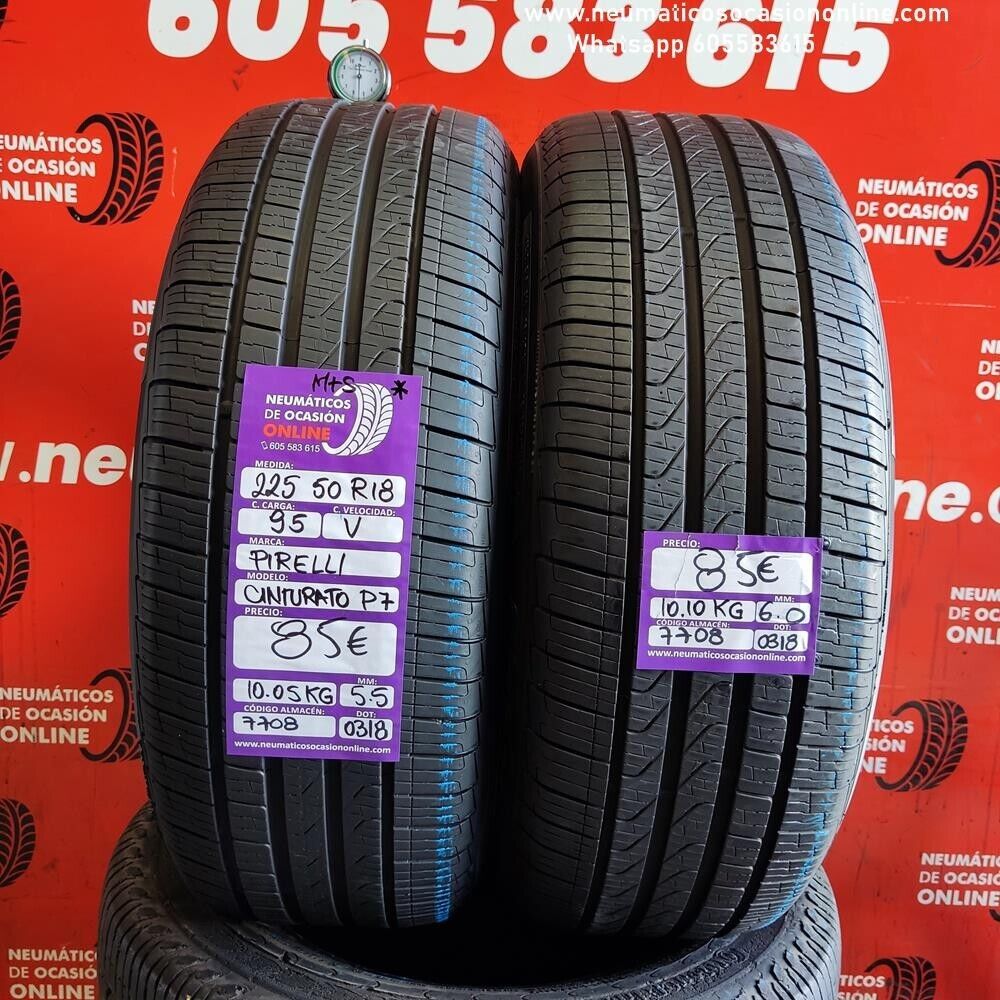 2x 225 50 R18 95V M+S 5.5/6.0mm Pirelli Cinturato P7 Ref.7708