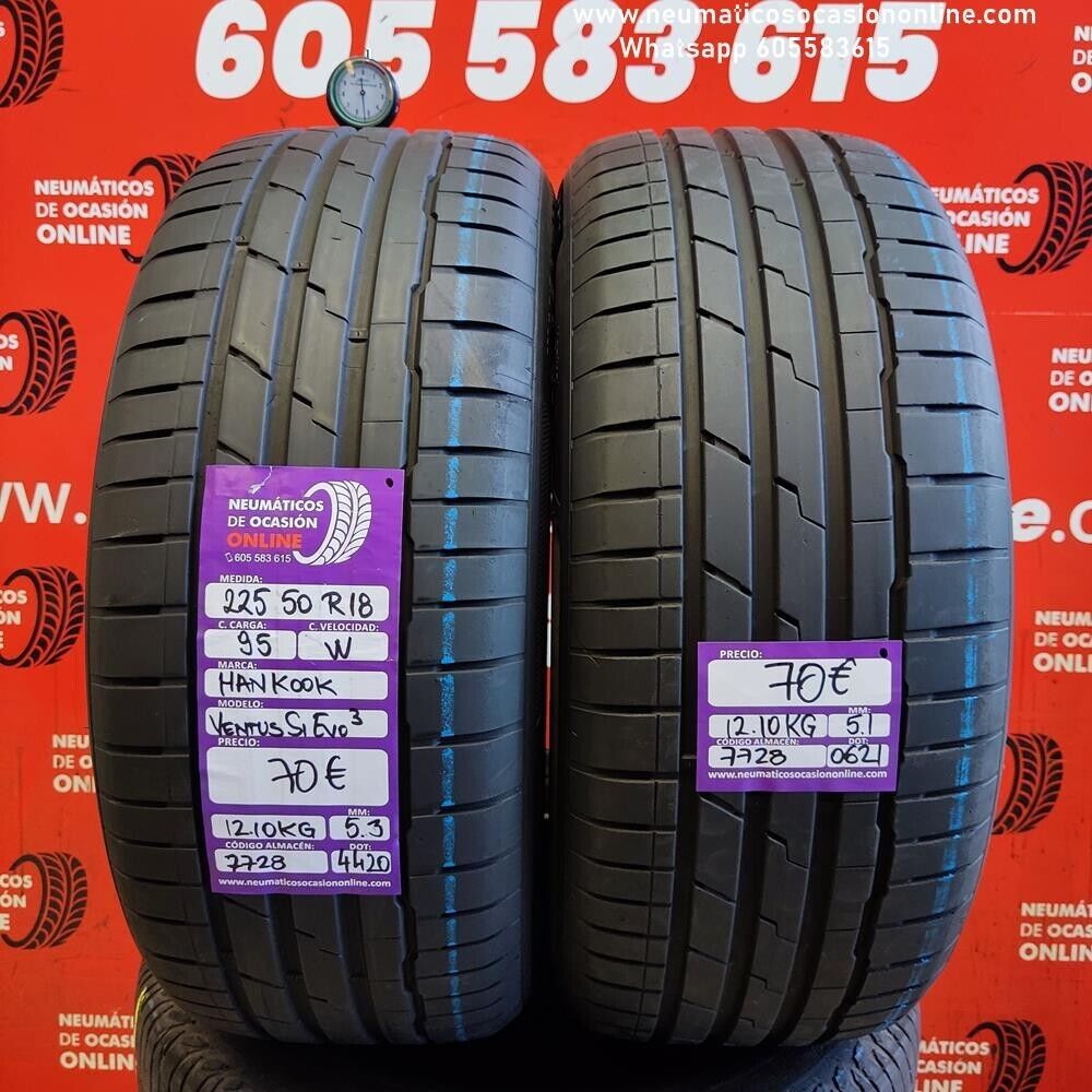 [Ref.7728] 2x 225 50 R18 95W 5.3/5.1mm Hankook Ventus S1 Evo 3 Ref.7728