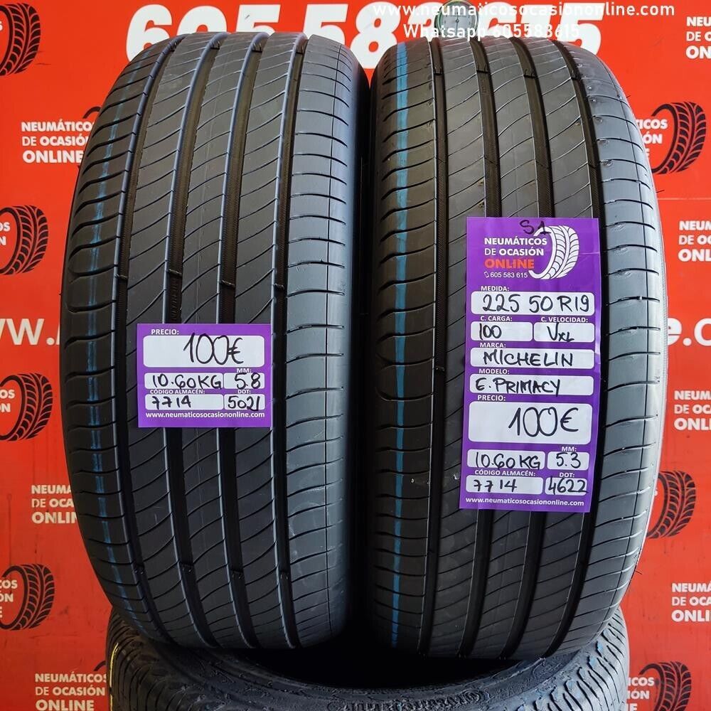 [Ref.7714] 2x 225 50 R19 100V XL S1 5.8/5.3mm Michelin E.Primacy Ref.7714