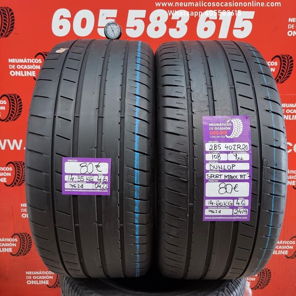 2x 285 40 R20 108Y XL ZR 4.6/4.6mm Dunlop Sport Maxx RT2 Ref.7624