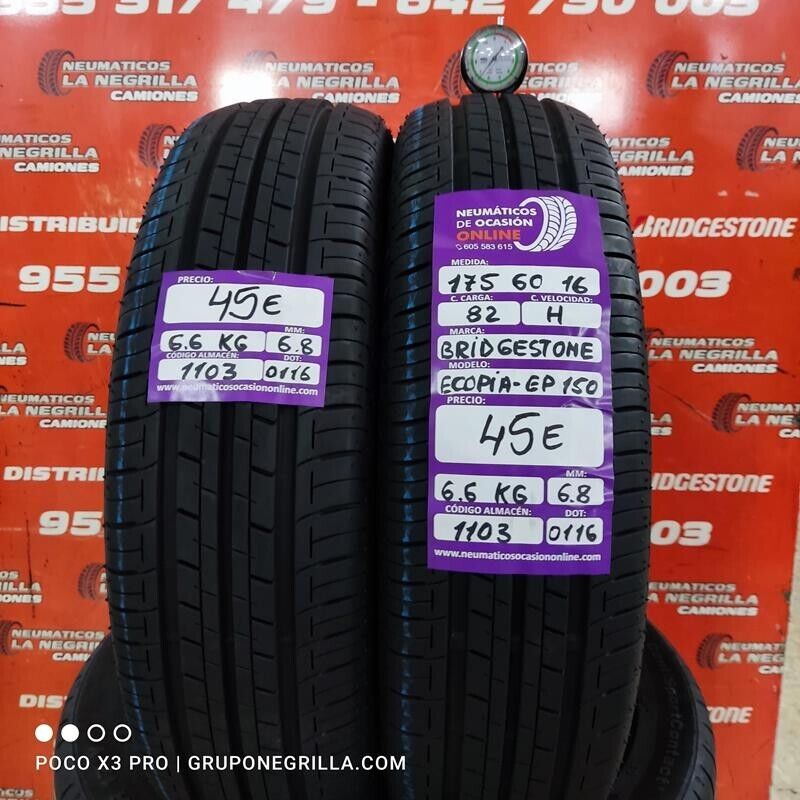 2x 175 60 R16 82H 6.8/6.8mm Bridgestone Ecopia-EP 150 Ref.1103