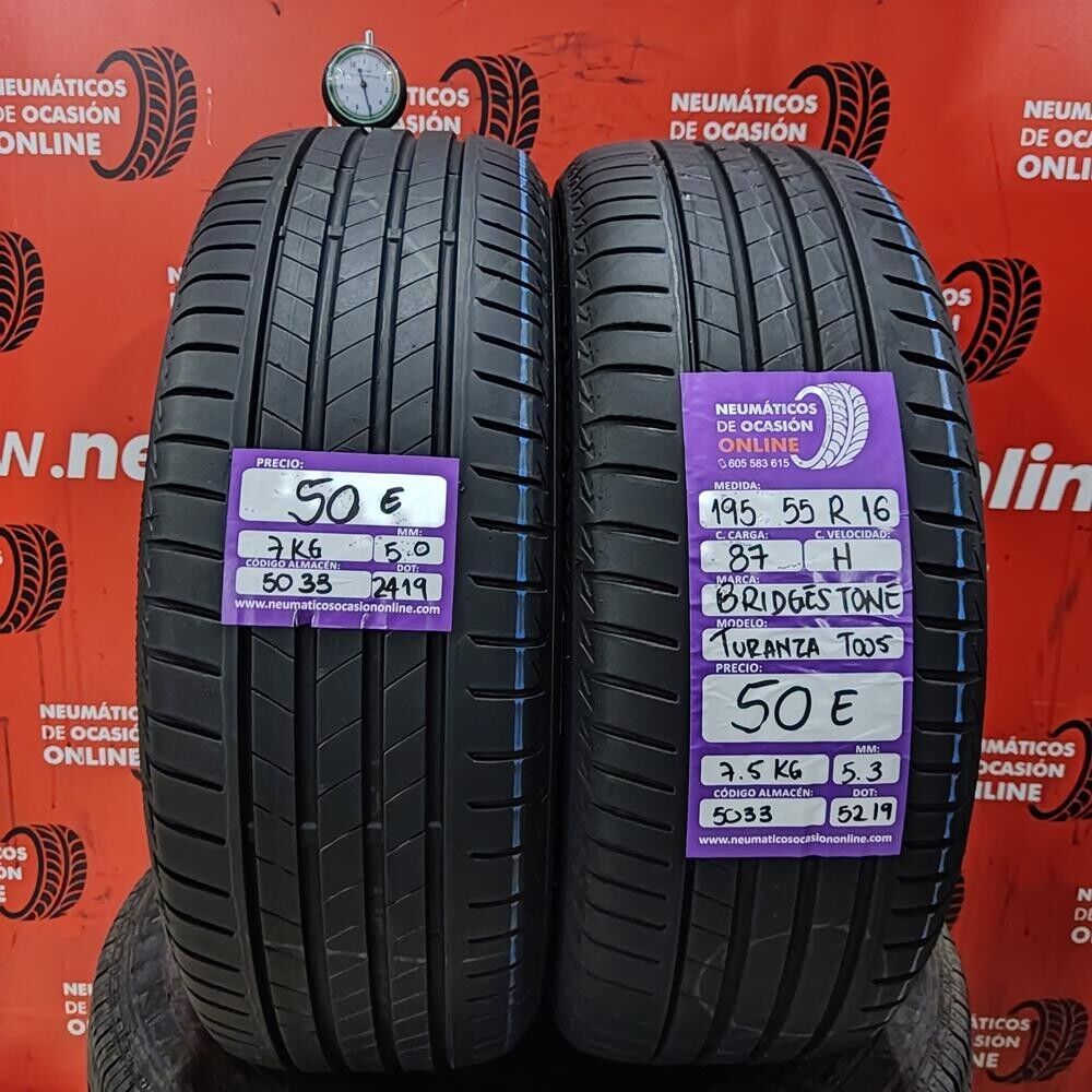 2x 195 55 R16 87H 5.0/5.3mm Bridgestone Turanza T005 Ref.5033