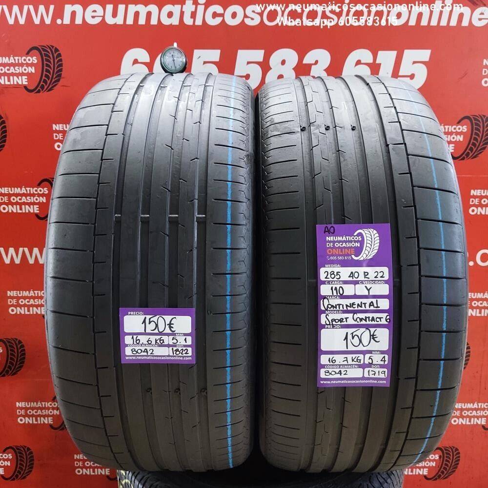 2x 285 40R22 110Y 5.4/5.1 mm Continental Sport Contact 6 AO Ref.8042