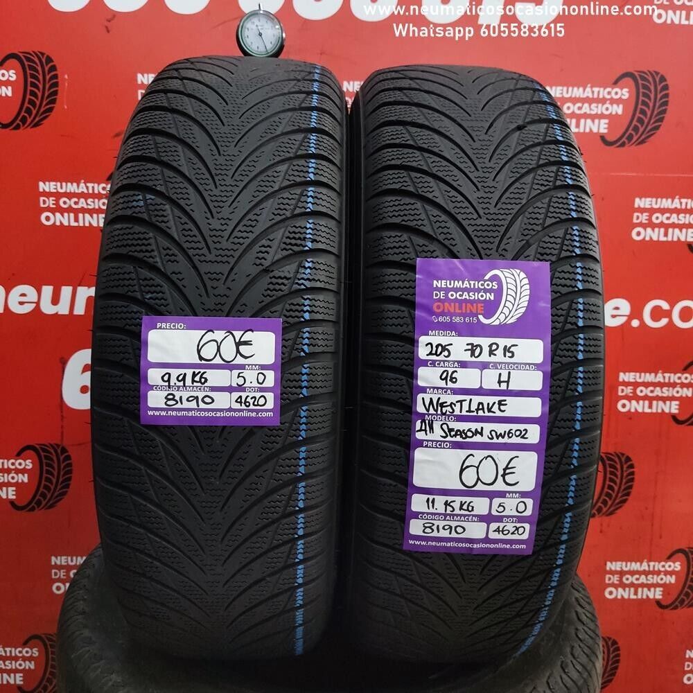 2x 205 70 R15 96H 5.0/5.0 mm Weslake All Season Sw602 Ref.8190