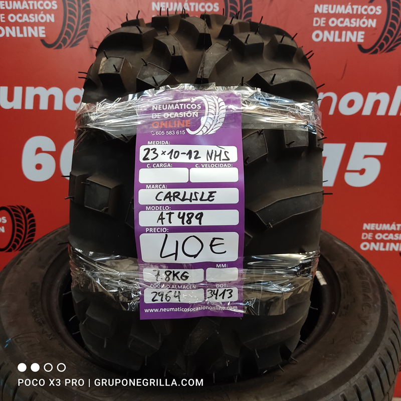 [Ref.2964] 1 neumático de quad medida  23 X 10 - 12 NHS Carlisle AT489 DOT: 3413(Sin Uso)  Ref.2964