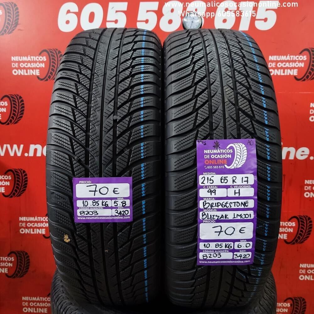 2x 215 65 R17 99H 6.0/5.8 mm Bridgestone Blizzak LM001 AO M+S Ref.8203