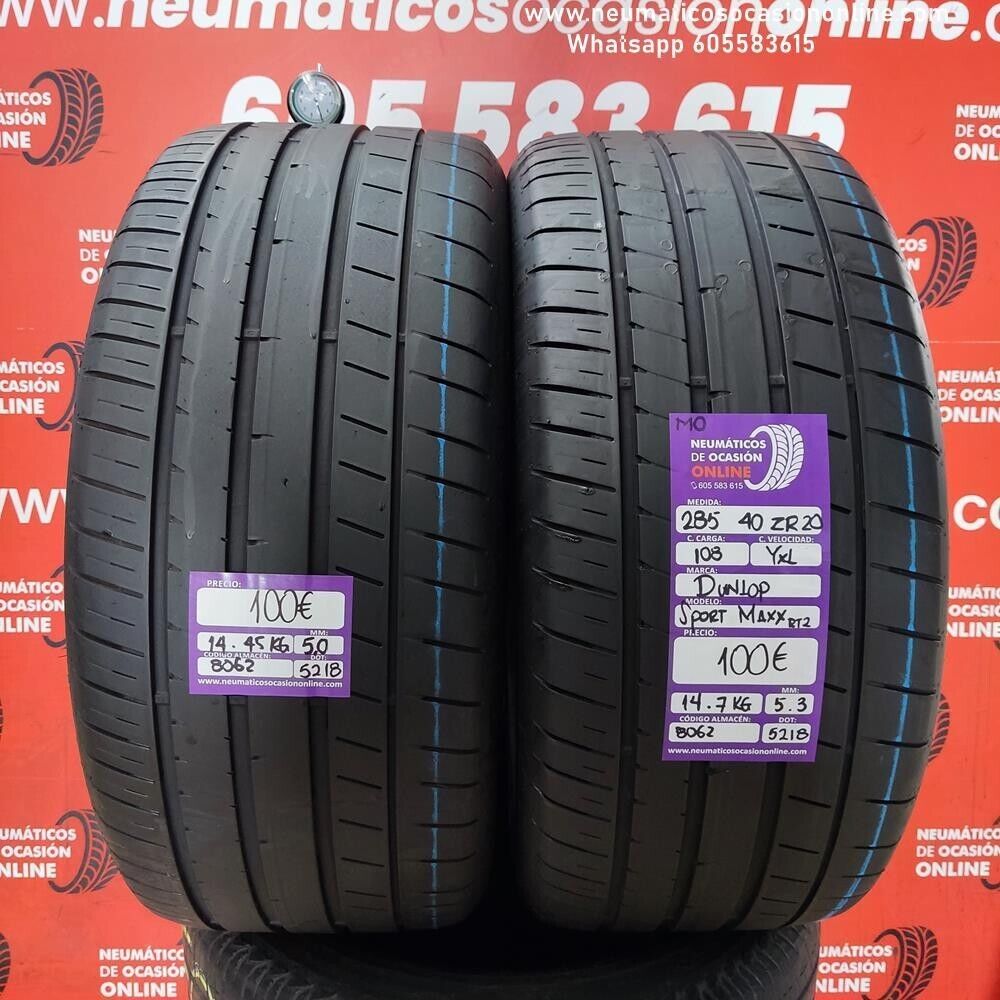 2x 285 40 ZR20 108Y XL 5.3/5.0 mm Dunlop Sport Maxx RT2 MO Ref.8062