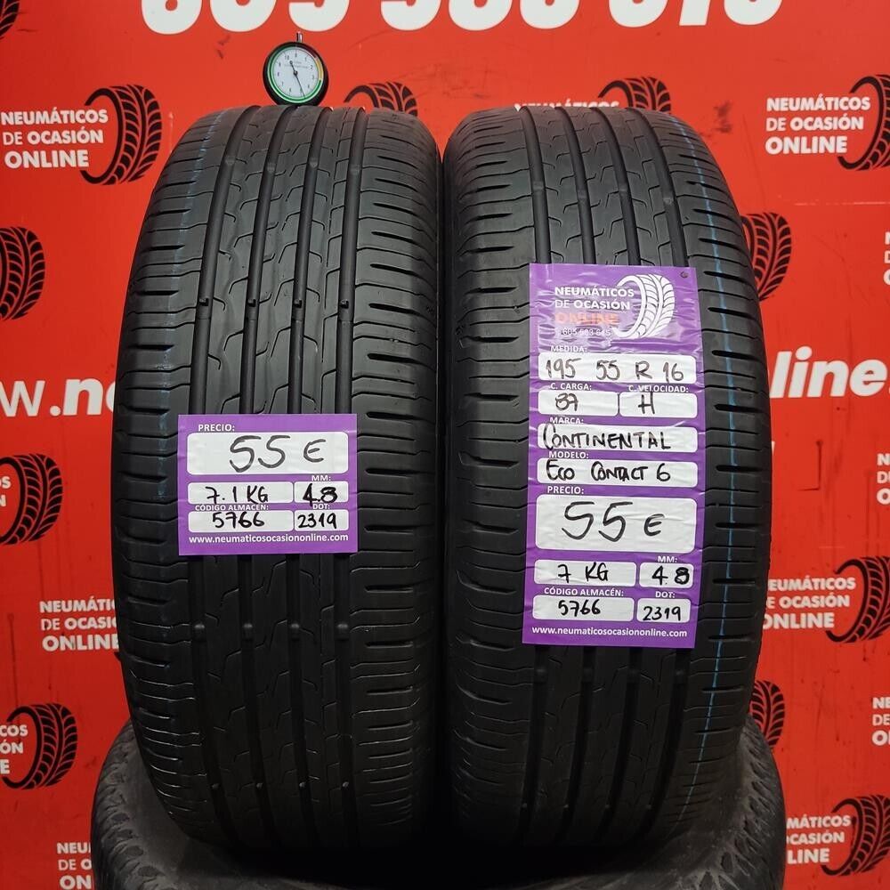 2x 195 55 R16 87H 4.8/4.8mm Continental Eco Contact 6 Ref.5766