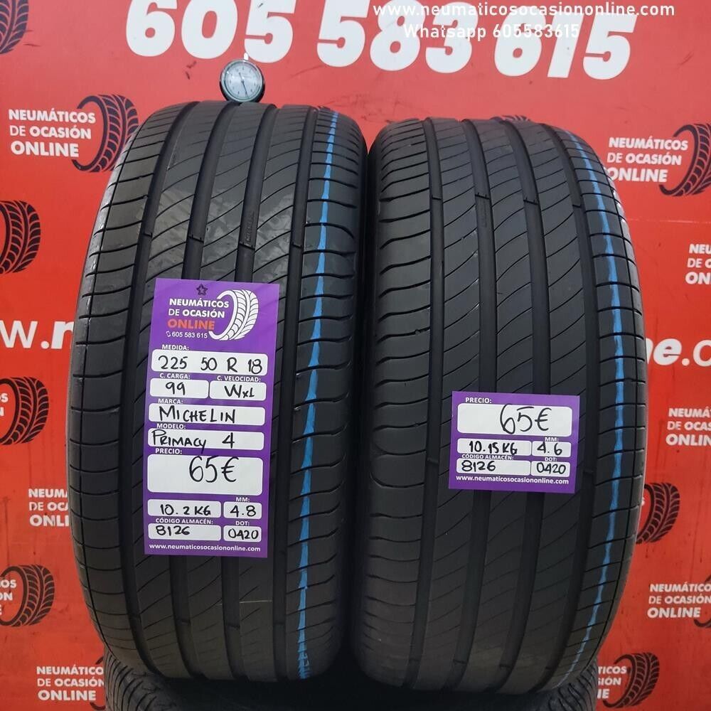 2x 225 50 R18 99W XL 4.8/4.6 mm Michelin Primacy 4 Ref.8126