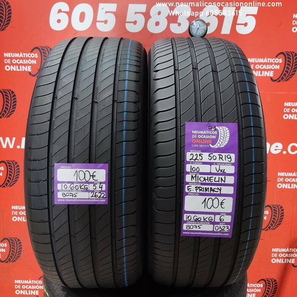 2x 225 50 R19 100V XL 6.0/5.4 mm Michelin E.Primacy S1 Ref.8075