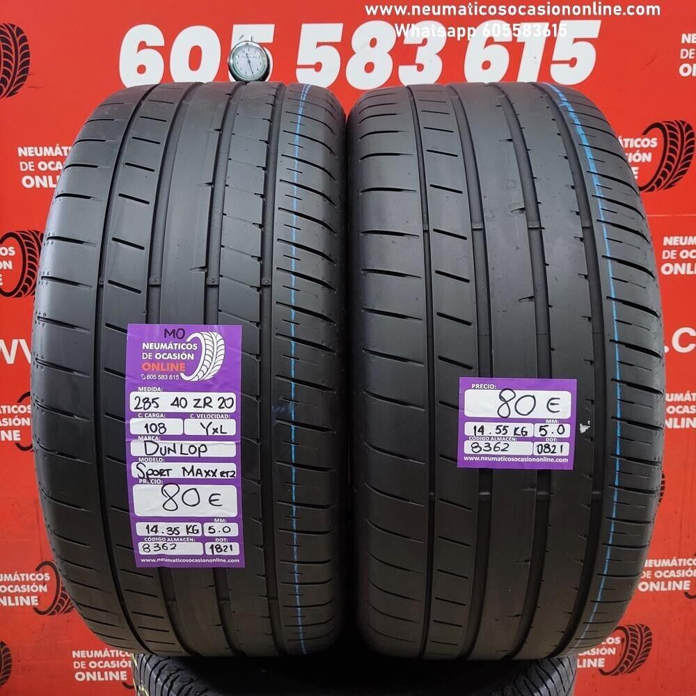 2x 285 40 ZR20 108Y XL 5.0/5.0 mm Dunlop Sport Maxx RT2 MO Ref.8362