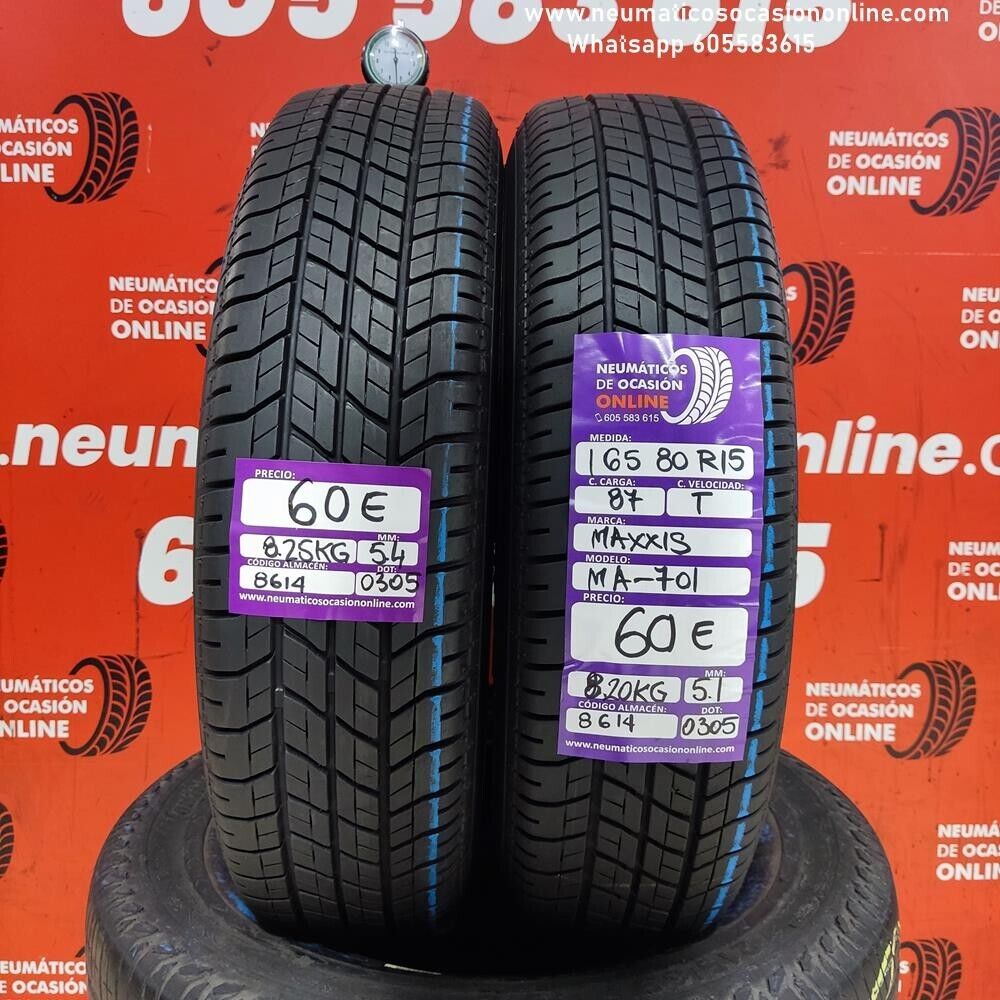 2x 165 80 R15 87T 5.4/5.1 mm Maxxis MA-701  Ref.8614