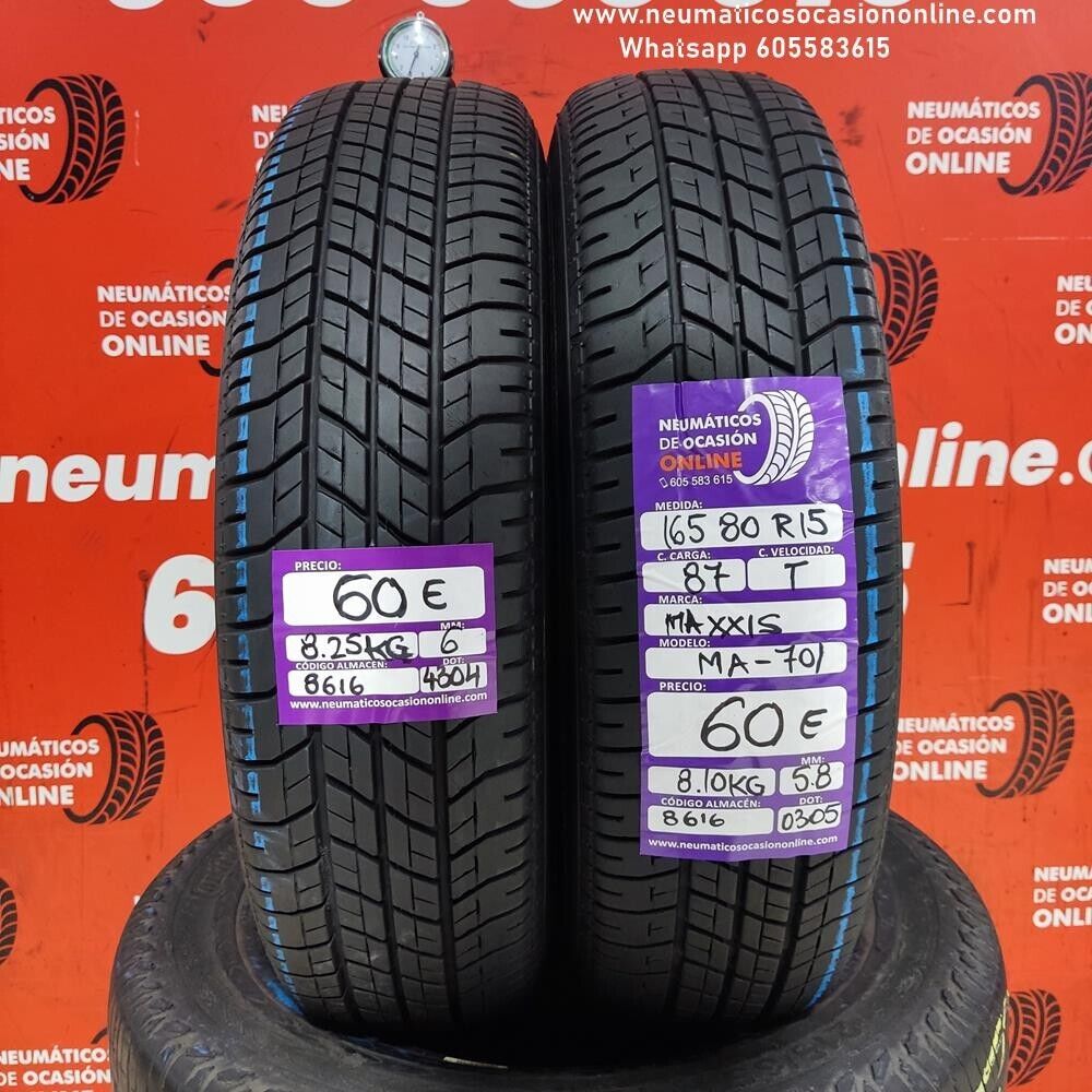 2x 165 80 R15 87T 6.0/5.8 mm Maxxis MA-701 Ref.8616