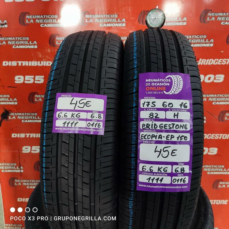 [Ref.1111] 2x 175 60 16 82H 6.8/6.8mm Bridgestone ECOPIA-EP Ref.1111