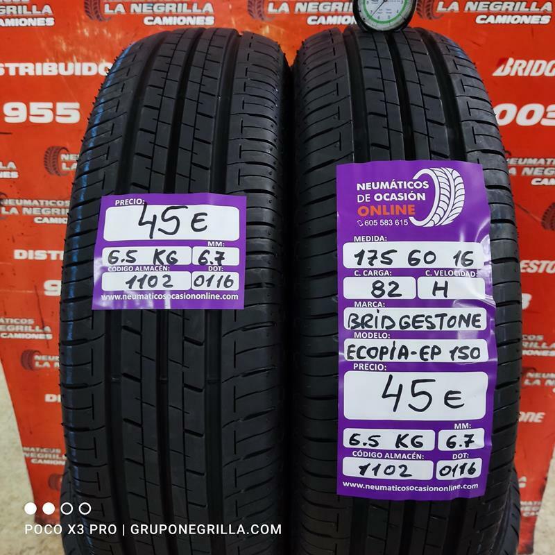 [Ref.1102] 2 X 175 60 R 16 82H 6.7/6.7mm Bridgestone Ecopia Ep150 Ref. 1102