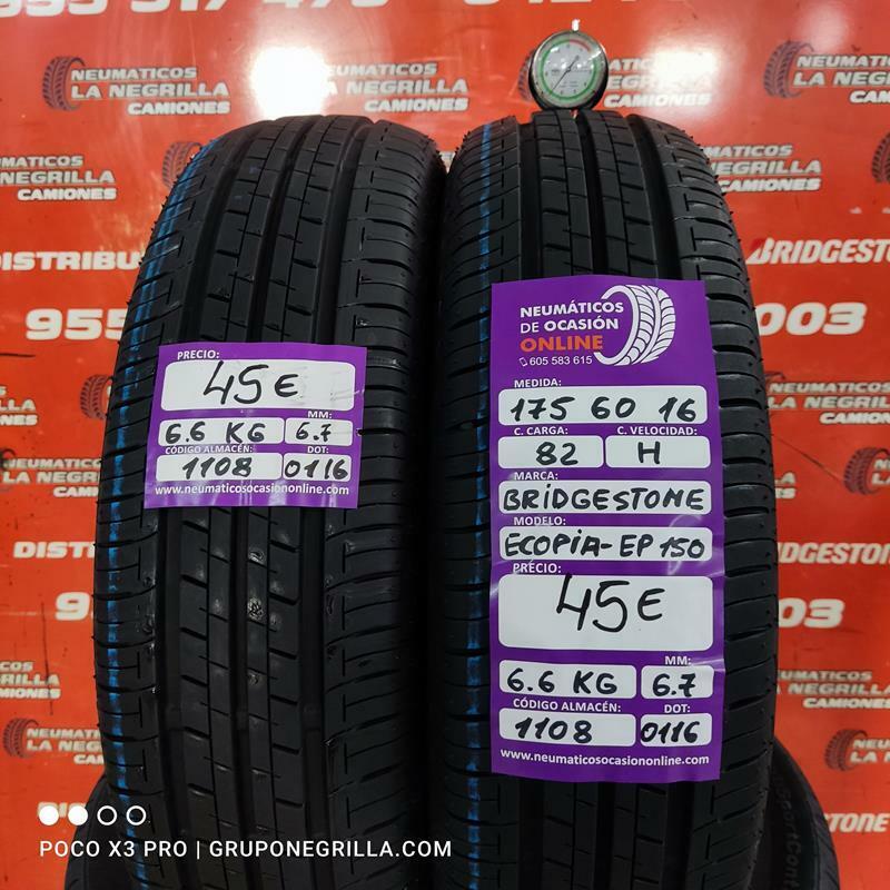 [Ref.1108] 2 X 175 60 R 16 82H 6.7/6.7mm Bridgestone Ecopia Ep150 Ref. 1108