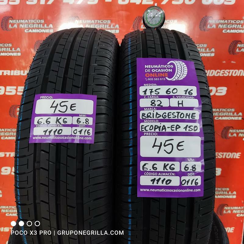 [Ref.1110] 2 X 175 60 R 16 82H 6.8/6.8mm Bridgestone Ecopia Ep150 Ref. 1110