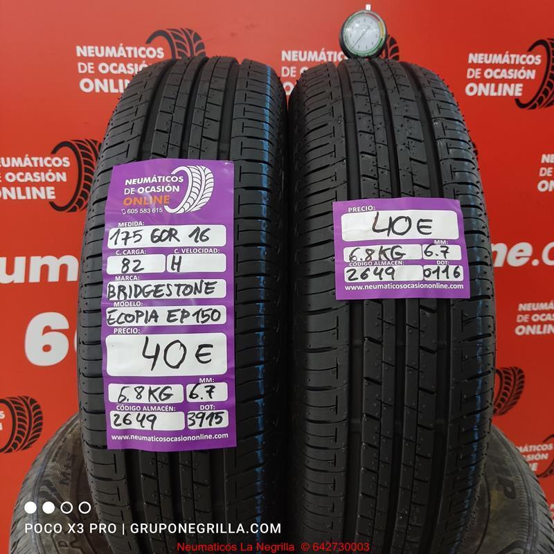 [Ref.2649] 2 x 175 60 R16 82H 6.7/6.7mm DOT 3915/0116 Bridgestone Ecopia Ep-150 Ref.2649