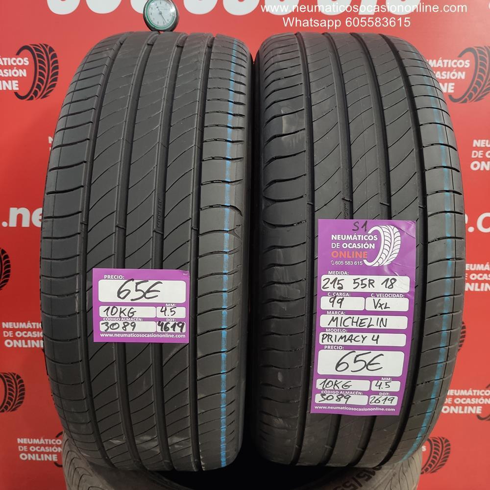 [Ref.3089] 2X 215 55 R18 99V XL S1 4.5/4.5mm Michelin Primacy 4 Ref.3089