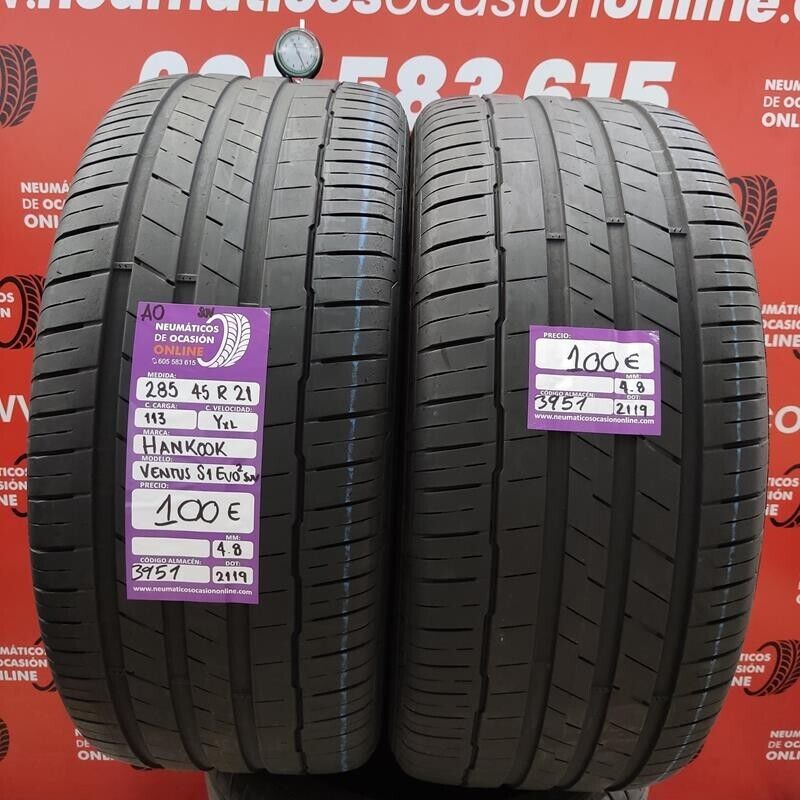 2x 285 45 R21 113Y XL 4.8/4.8mm Hankook Ventus S1 EVO2 SUV AO Ref.3951