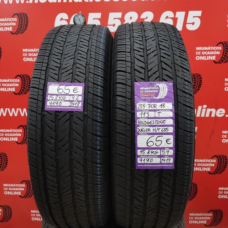 2x 255 70 R18 113T 4.6/5.9mm Bridgestone Dueler H/T 685 M+S Ref.4140