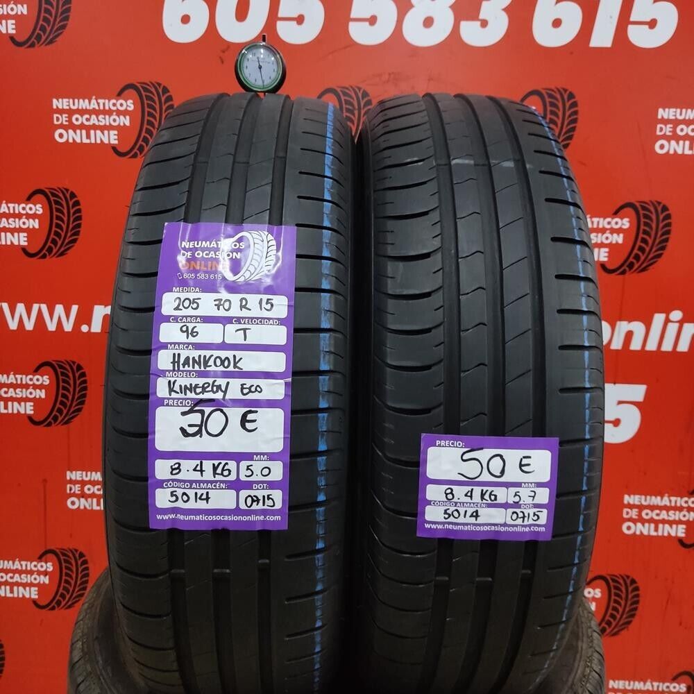 [Ref.5014] 2x 205 70 R15 96T 5.0/5.7mm Hankook Kinergy Eco Ref.5014