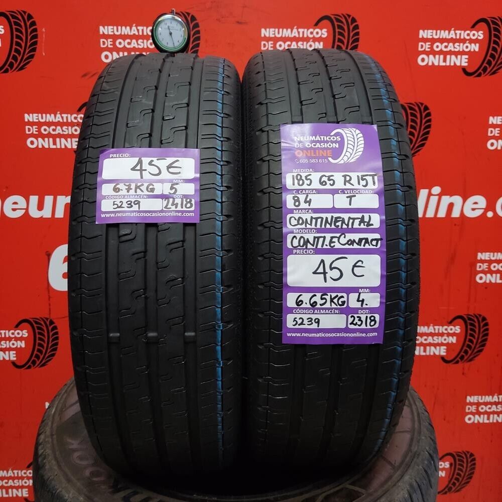 [Ref.5239] 2X 185 65 R15T 84T 5.0/4.0mm Continental Conti EContact Ref.5239