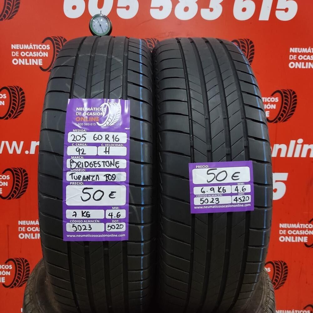 2x 205 60 R16 92H 4.6/4.6mm Bridgestone Turanza Too Ref.5023