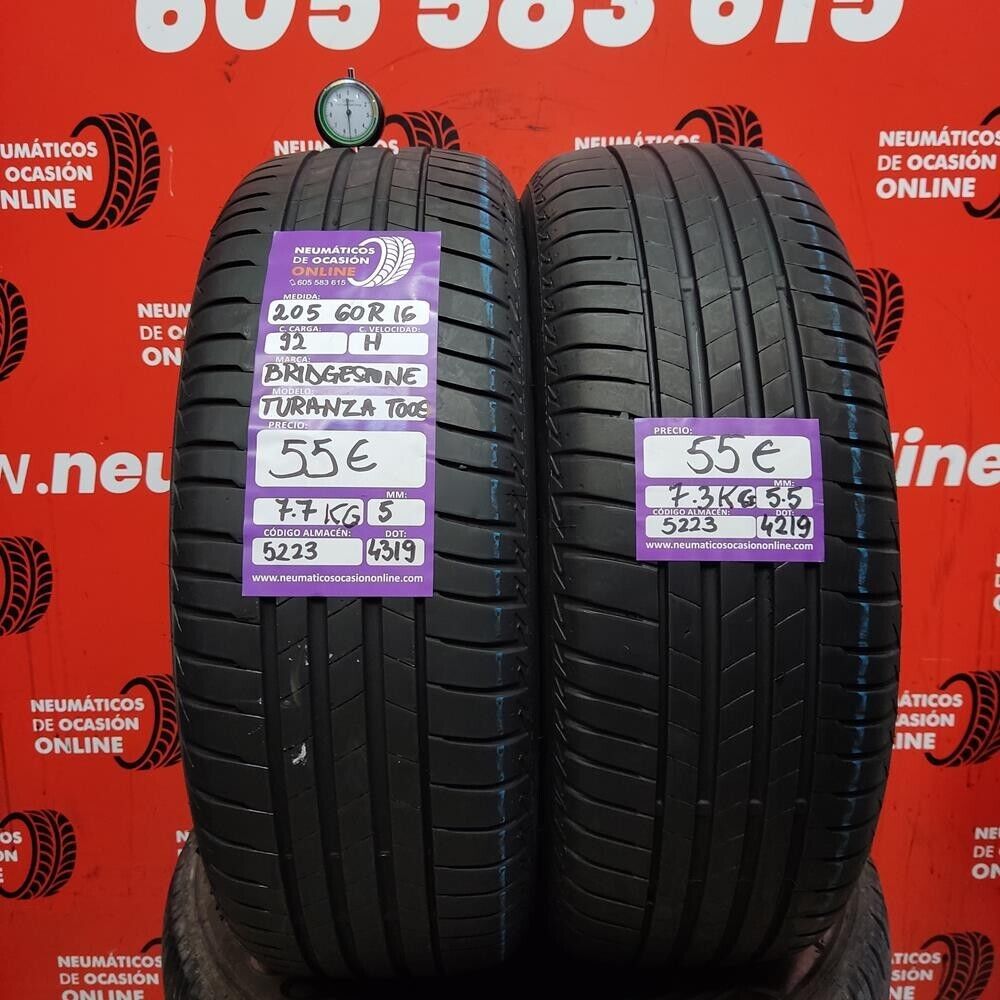 2x 205 60 R16 92H 5.0/5.5mm Bridgestone Turanza Too5 Ref.5223