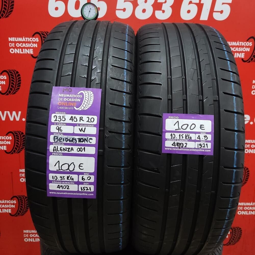 [Ref.4902] 2x 235 45 R20 96W MO 6.0/4.8mm Bridgestone Alenza 001 Ref.4902