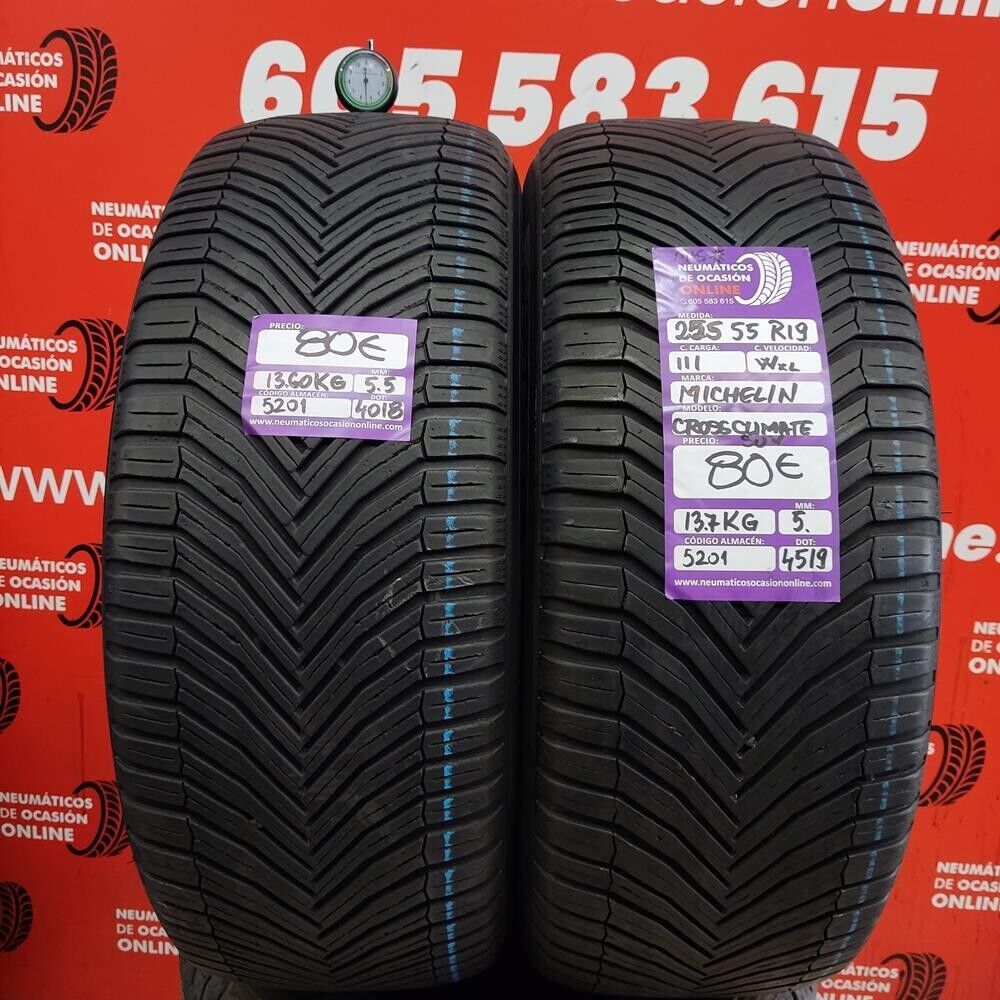 2x 255 55 R19 111W XL M+S 5.5/5.0mm Michelin Cross Climate SUV Ref.5201