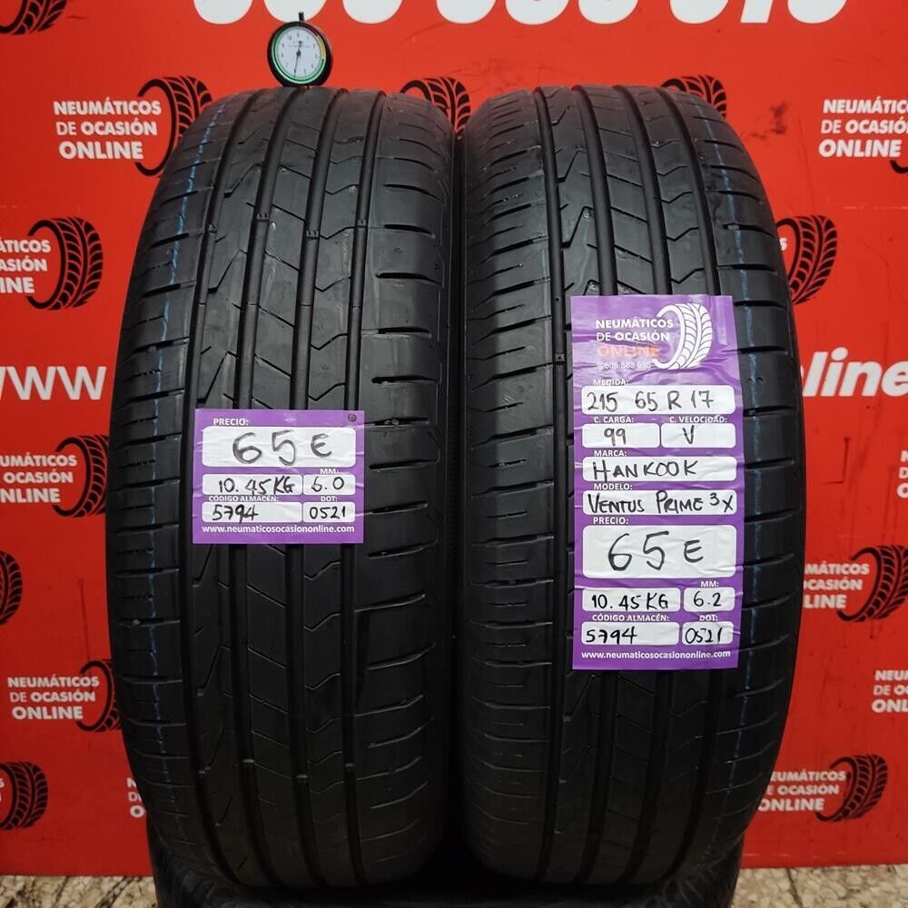 2x 215 65 R17 99V 6.0/6.2mm Hankook Ventus Prime 3X Ref.5794