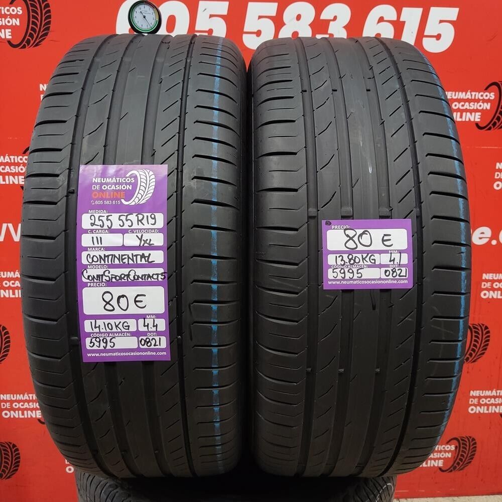 2x 255 55 R19 111Y XL 4.4/4.1mm Continental Conti Sport Contact5 Ref.5995