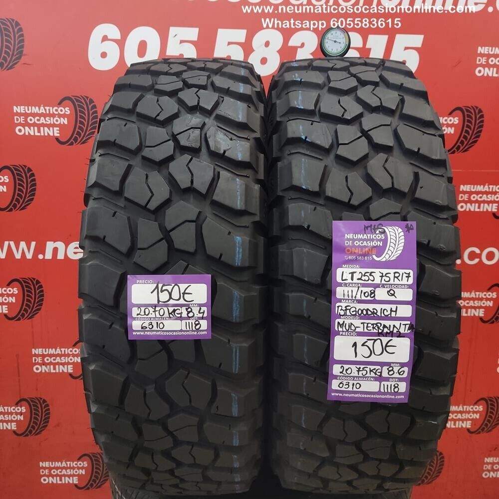 2x LT255 75 R17111/108Q M+S 8.4/8.6mm BFGoodrich MUD-Terrain T/A KM2 Ref.6310