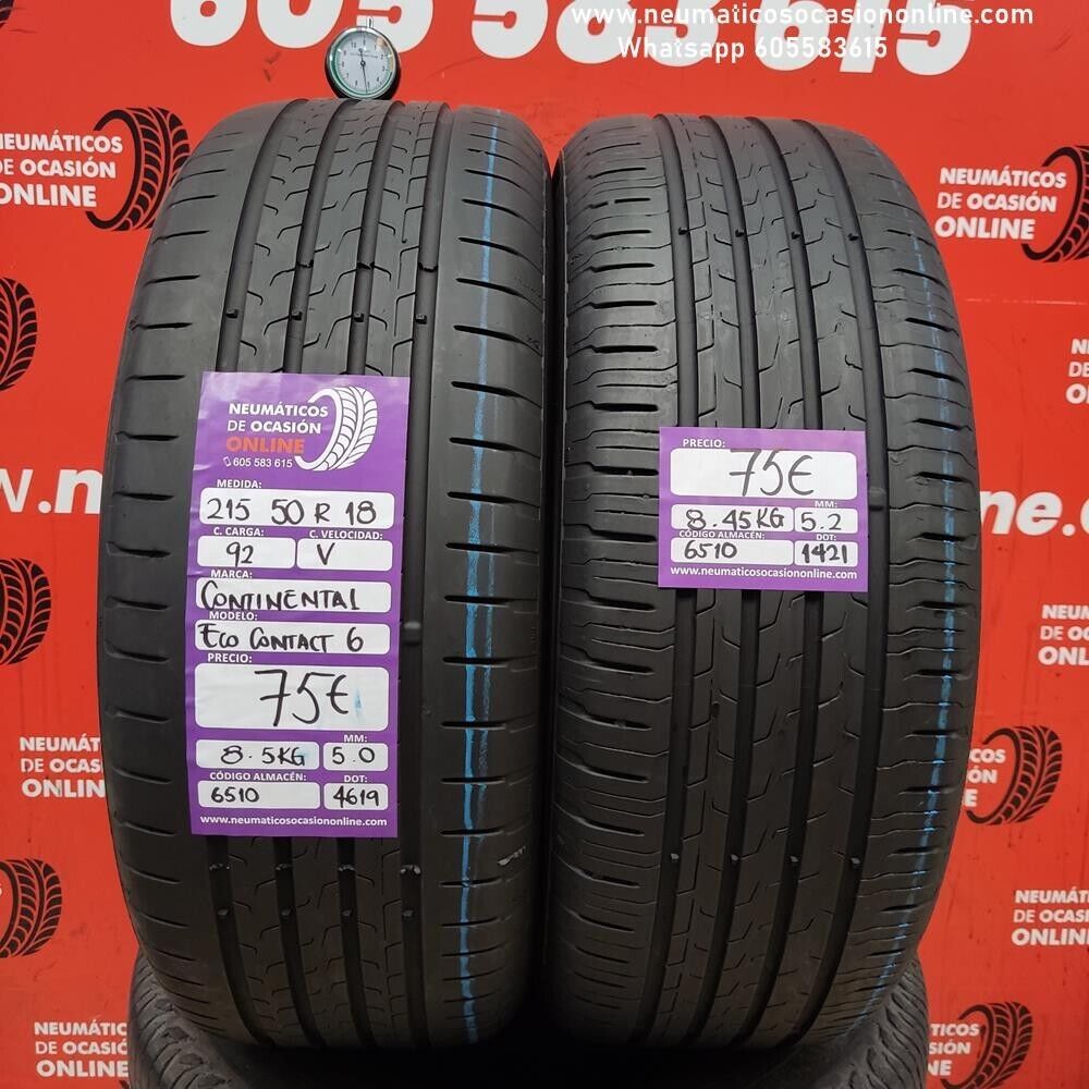 2x215 50 R18  92V 5.0/5.2mm Continental Eco Contact6.Ref 6510