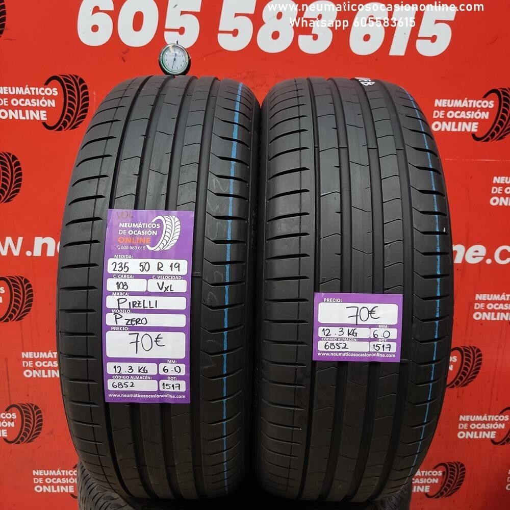 [Ref.6852] 2x 235 50 R19 103V XL VOL 6.0/6.0mm Pirelli PZero Ref.6852